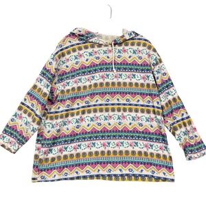 Vintage Miss Oops Hoodie Womens Small Multicolor Floral Stripe Made in USA